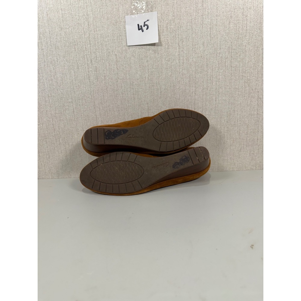 Clarks Vendra Bloom Brown Suede Wedge Heels Women's 9.5M Career Office‎ Academia - Picture 10 of 11